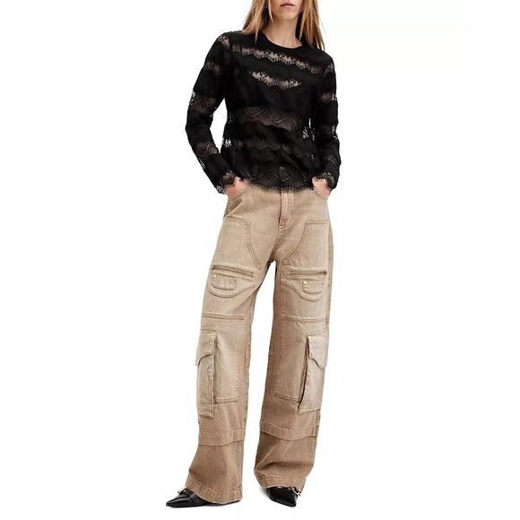 ALL SAINTS Tiff Lace Panelled Sheer Lace Trim Top - Picture 7 of 11